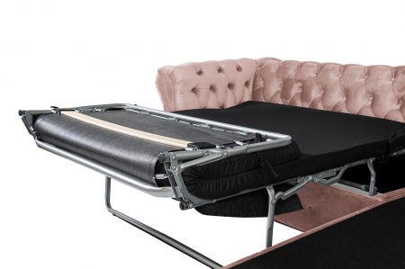 Canapea 2 locuri extensibila cu sezlong Chesterfield, roz, 245x85/175x70 cm [6]