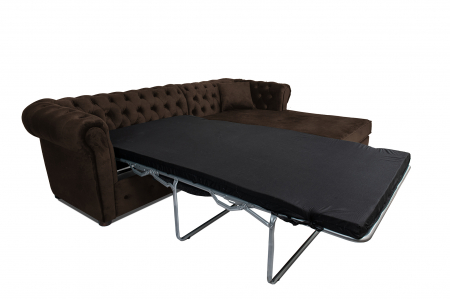 Canapea 2 locuri extensibila cu sezlong Chesterfield, maro, 245x85/175x70 cm [7]
