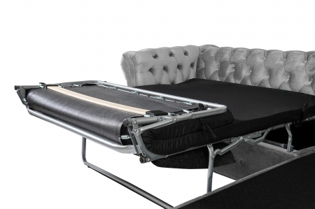 Canapea 2 locuri extensibila cu sezlong Chesterfield, gri, 245x85/175x70 cm [6]