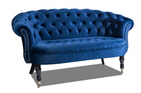 Canapea 2 locuri Filip Chesterfield, albastru, 152x82x82 [1]