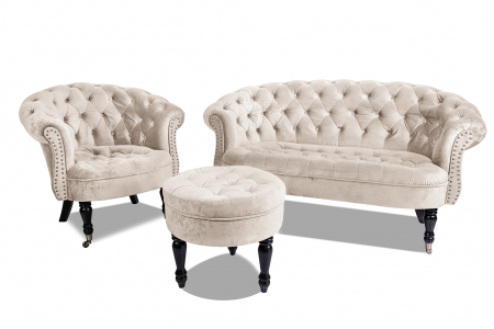 Canapea 2 locuri Filip Chesterfield, bej, 152x82x82 [6]