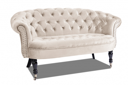 Canapea 2 locuri Filip Chesterfield, bej, 152x82x82 [1]