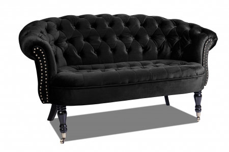 Canapea 2 locuri Filip Chesterfield, negru, 152x82x82 [1]