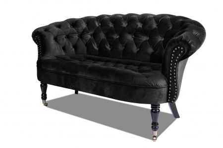 Canapea 2 locuri Filip Chesterfield, negru, 152x82x82 [4]