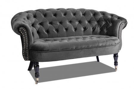 Canapea 2 locuri Filip Chesterfield, gri inchis, 152x82x82 [1]