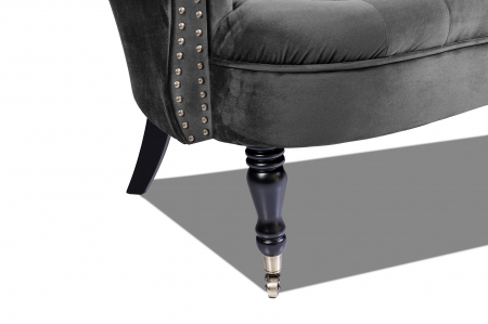Canapea 2 locuri Filip Chesterfield, gri inchis, 152x82x82 [2]