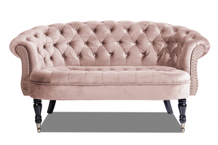 Canapele - Canapea 2 locuri Filip Chesterfield, roz deschis, 152x82x82