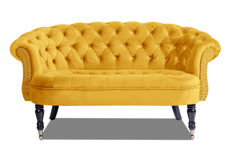Canapele - Canapea 2 locuri Filip Chesterfield, galben, 152x82x82