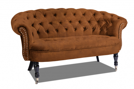 Canapea 2 locuri Filip Chesterfield, maro cogniac, 152x82x82 [1]