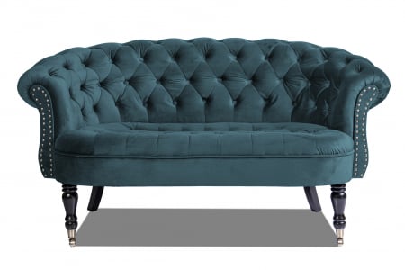 Canapele - Canapea 2 locuri Filip Chesterfield, albastru verzui, 152x82x82