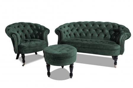 Canapea 2 locuri Filip Chesterfield, verde, 152x82x82 [6]