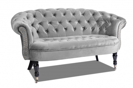 Canapea 2 locuri Filip Chesterfield, gri deschis, 152x82x82 [1]