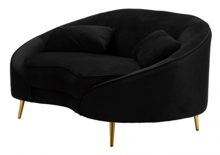 Canapea 2 locuri Oslo, Metal/Poliester, Negru/Auriu, 68x148x84 cm [3]