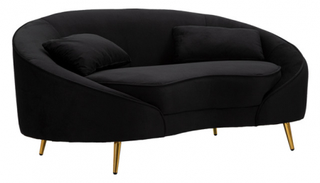 Canapea 2 locuri Oslo, Metal/Poliester, Negru/Auriu, 68x148x84 cm [1]