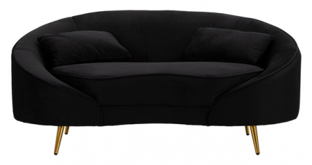Canapea 2 locuri Oslo, Metal/Poliester, Negru/Auriu, 68x148x84 cm [2]