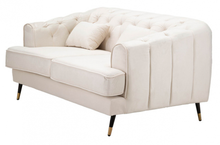 Canapea 2 locuri Praga, Metal/Poliester, Crem/Auriu, 71x146x86 cm [3]