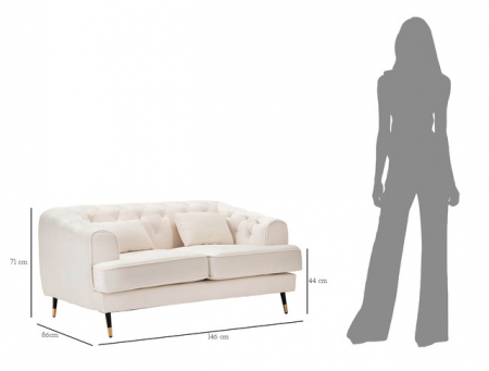 Canapea 2 locuri Praga, Metal/Poliester, Crem/Auriu, 71x146x86 cm [9]