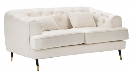 Canapele - Canapea 2 locuri Praga, Metal/Poliester, Crem/Auriu, 71x146x86 cm