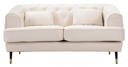 Canapea 2 locuri Praga, Metal/Poliester, Crem/Auriu, 71x146x86 cm [2]