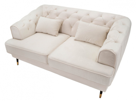 Canapea 2 locuri Praga, Metal/Poliester, Crem/Auriu, 71x146x86 cm [4]