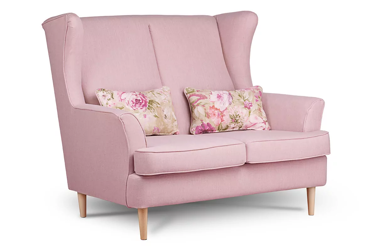 Canapele - Canapea 2 STRALIS, Lemn/Stofa, Roz, 136x106x96 cm