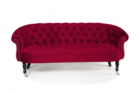 Canapea 3 locuri Filip Chesterfield, bordeaux, 196x82x82 cm [6]