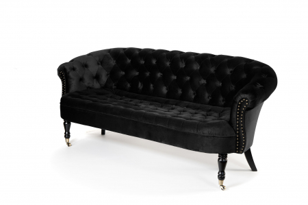 Canapele - Canapea 3 locuri Filip Chesterfield, negru, 196x82x82 cm