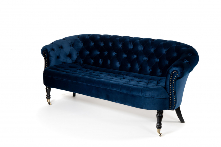 Canapele - Canapea 3 locuri Filip Chesterfield, albastru, 196x82x82 cm