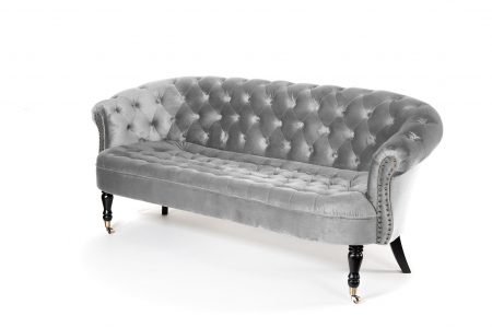Canapele - Canapea 3 locuri Filip Chesterfield, gri deschis, 196x82x82 cm