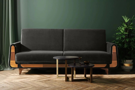 Canapea 3 locuri GUSTAVO, Lemn/Stofa, Antracit, 230x98x98 cm [2]