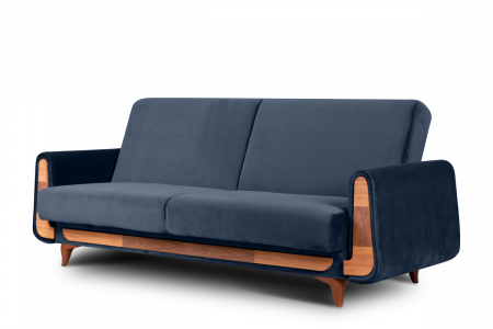 SALE % - Canapea 3 locuri GUSTAVO, Lemn/Stofa, Bleumarin, 230x98x98 cm