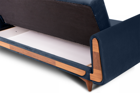 Canapea 3 locuri GUSTAVO, Lemn/Stofa, Bleumarin, 230x98x98 cm [6]