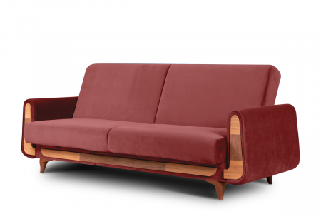 SALE % - Canapea 3 locuri GUSTAVO, Lemn/Stofa, Bordo , 230x98x98 cm