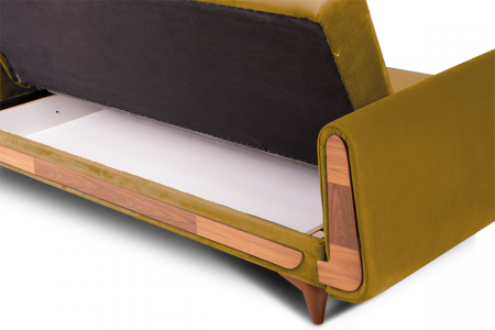 Canapea 3 locuri GUSTAVO, Lemn/Stofa, Galben, 230x98x98 cm [6]