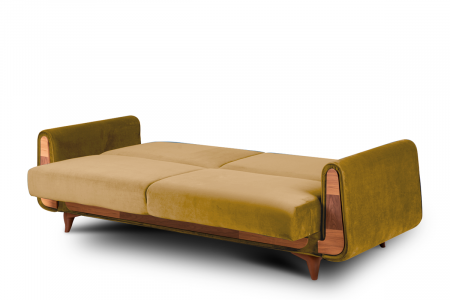 Canapea 3 locuri GUSTAVO, Lemn/Stofa, Galben, 230x98x98 cm [5]