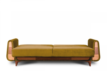 Canapea 3 locuri GUSTAVO, Lemn/Stofa, Galben, 230x98x98 cm [3]