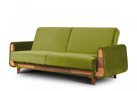 Canapele - Canapea 3 locuri GUSTAVO, Lemn/Stofa, Maslina, 230x98x98 cm
