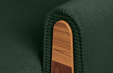 Canapea extensibila 3 locuri GUSTAVO, Lemn/Stofa, Verde inchis cu striatii, 230x98x98 cm [6]