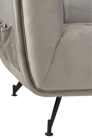 Canapea 3 locuri, Textil/Lemn, Gri Deschis, 204x89x81 cm [5]