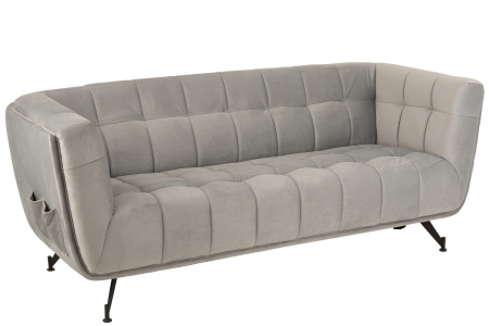 IN STOC - Canapea 3 locuri, Textil/Lemn, Gri Deschis, 204x89x81 cm