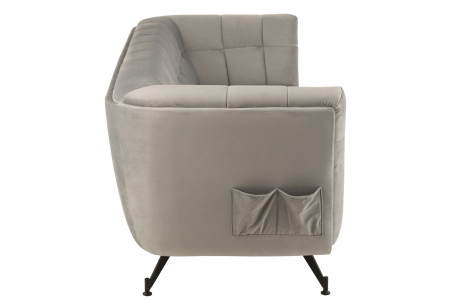 Canapea 3 locuri, Textil/Lemn, Gri Deschis, 204x89x81 cm [2]