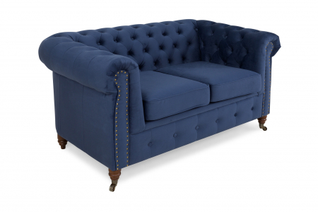 SALE % - Canapea Chesterfield, 2 locuri, Albastru, 150x80x86 cm