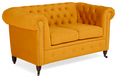 SALE % - Canapea Chesterfield, 2 locuri, Galben, 150x80x86 cm