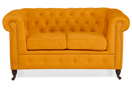 Canapea Chesterfield, 2 locuri, Galben, 150x80x86 cm [1]