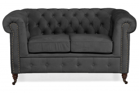 Canapea Chesterfield, 2 locuri, Gri, 150x80x86 cm [1]