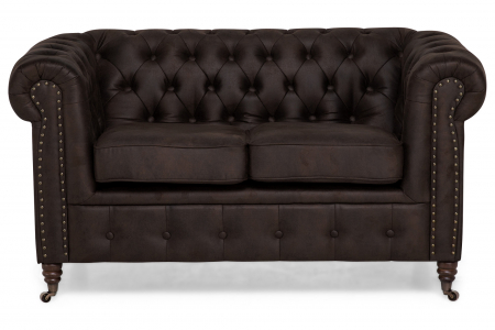 Canapea Chesterfield, 2 locuri, Maro Vintage, 150x80x86 cm [1]