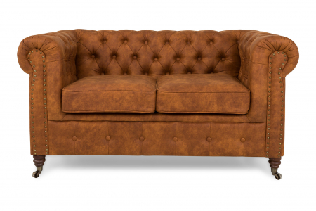 Canapea Chesterfield, 2 locuri, Maro coniac, 150x80x86 cm [3]