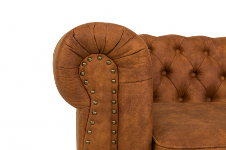 Canapea Chesterfield, 2 locuri, Maro coniac, 150x80x86 cm [5]