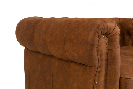 Canapea Chesterfield, 2 locuri, Maro coniac, 150x80x86 cm [4]
