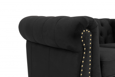 Canapea Chesterfield, 2 locuri, Negru, 150x80x86 cm [4]